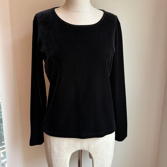 Ann Taylor Black Velvet Long Sleeve Top – Women’s Small, Made in USA - Picture 1 of 6